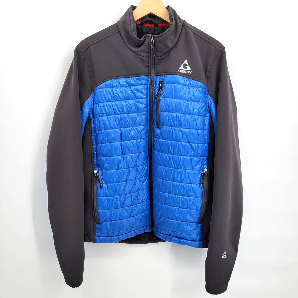 Gerry Men's Small Pursuit Hybrid Breathable 2 Layer Softshell Jacket Blue Black